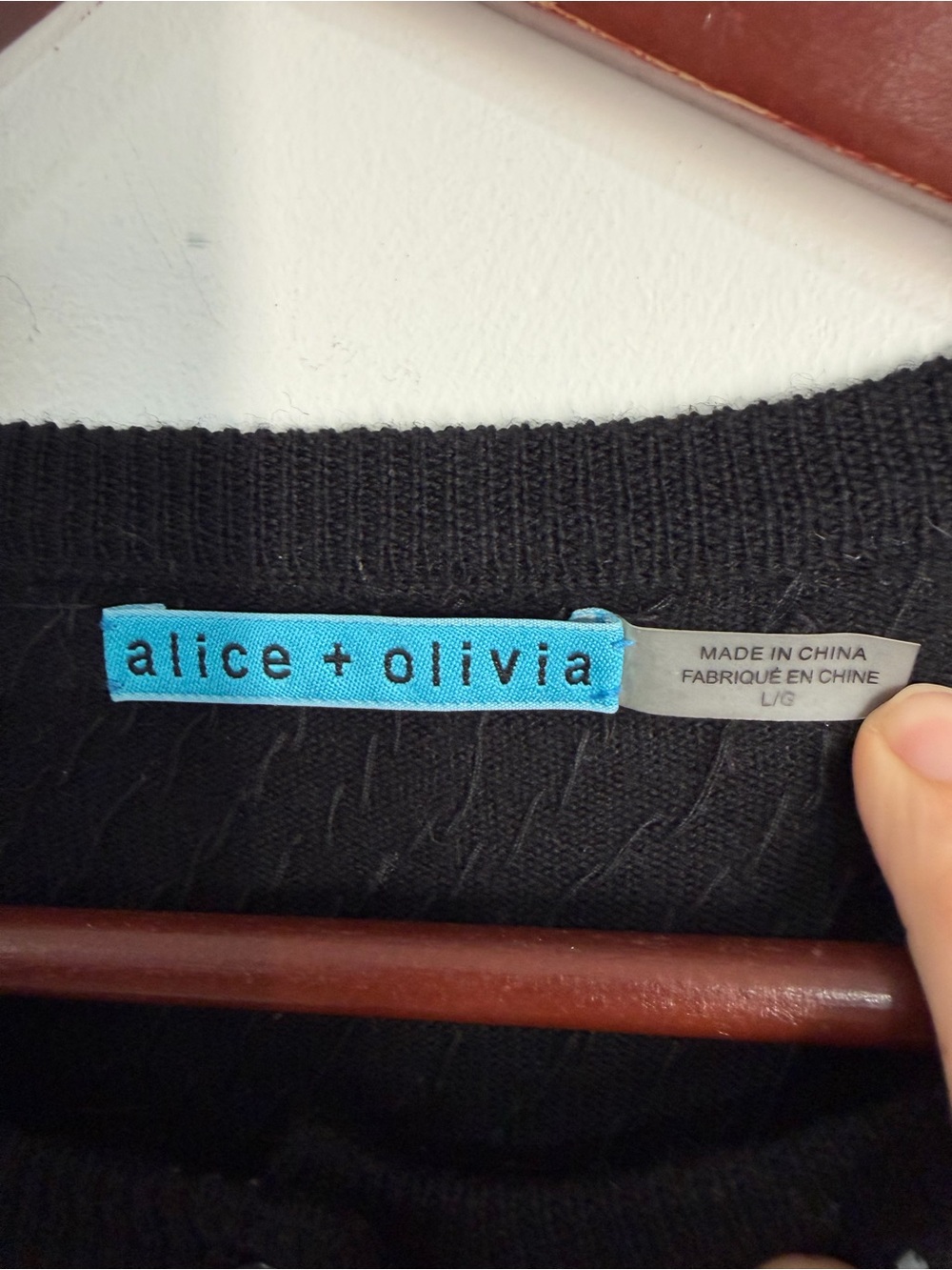 ALICE + OLIVIA SNOW JACQUARD AND BEADS CARDIGAN WOOL KNIT TOP SWEATER SIZE L - Picture 12 of 16